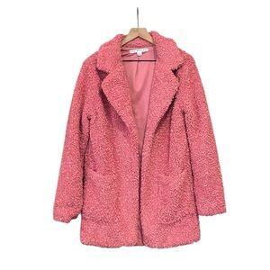 HYFVE Rosy Sherpa Patch Pocket Open Front Lined Jacket Small